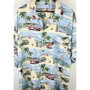 VTG Disney Catalog Rayon Aloha Shirt Mens 3XL Mickey Minnie Beach Cars